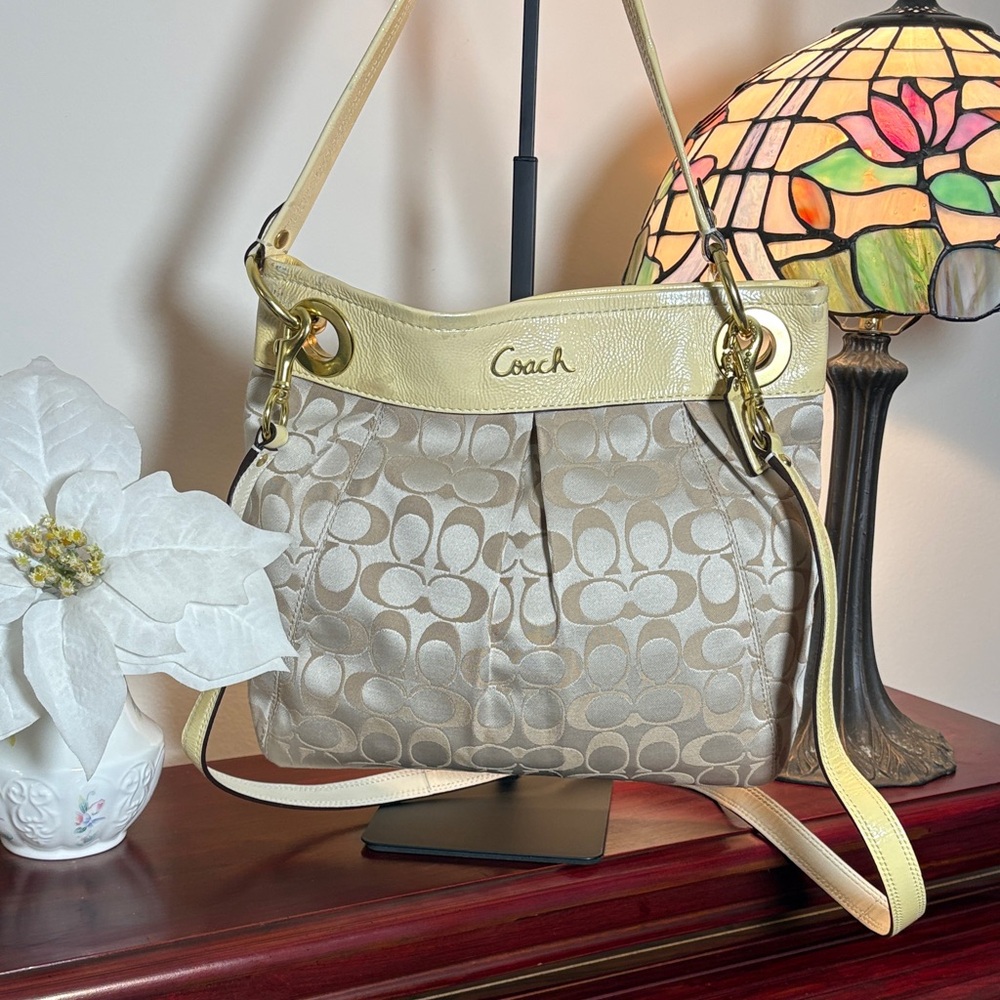 Coach Beige and Light Yellow Shoulder Bag
